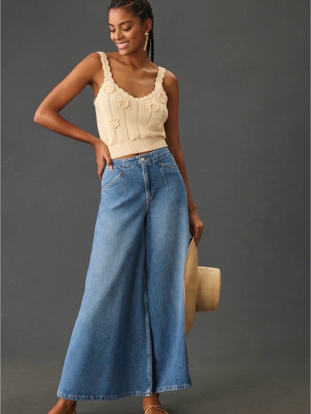 Pilcro Corset High-Rise Crop Culotte Jeans